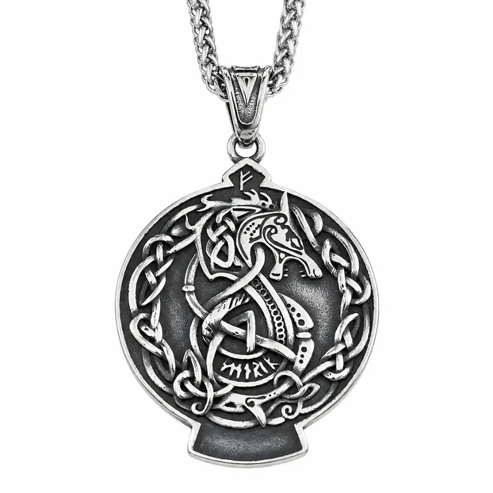 wolf kette anhaenger runen studio weiss