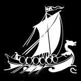 Aufkleber Wikinger mit Drakkar Schiff