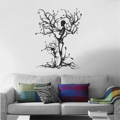 Aufkleber Wikinger mit Halloween Deko Baum