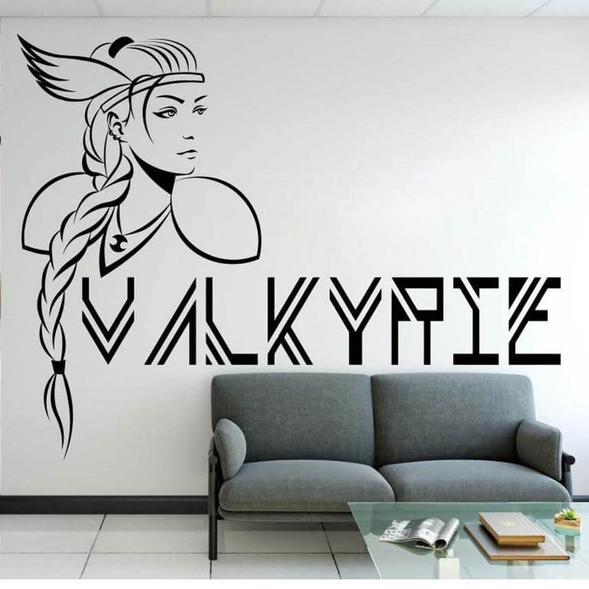 Aufkleber Wikinger mit Valkyrie