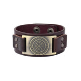 Großes braunes Viking Armband mit Vegvisir
