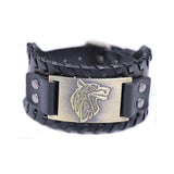 Grosses schwarzes Wikinger Armband mit Sköll
