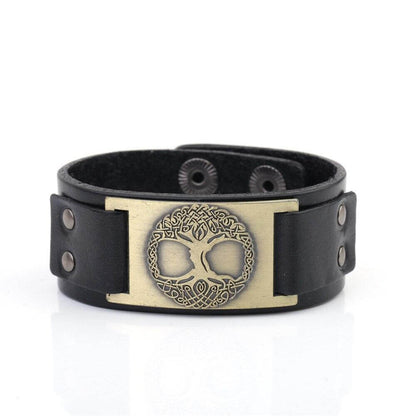 Grosses schwarzes Yggdrasil-Armband der Wikinger fur Frauen