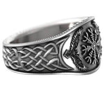 Nordischer Ring mit Aegishjalmur und Rabe