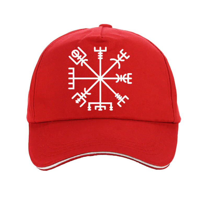 Rot Wikinger Mütze mit Vegvisir