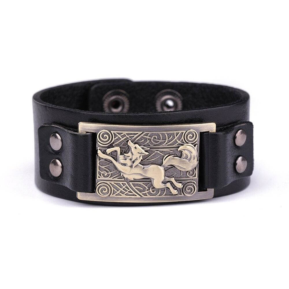 Schwarzes Lederarmband Fenrir