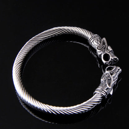 Stahl Wikinger Wolf Armband