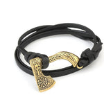 Wikinger Armband Leder mit Berserk Axt