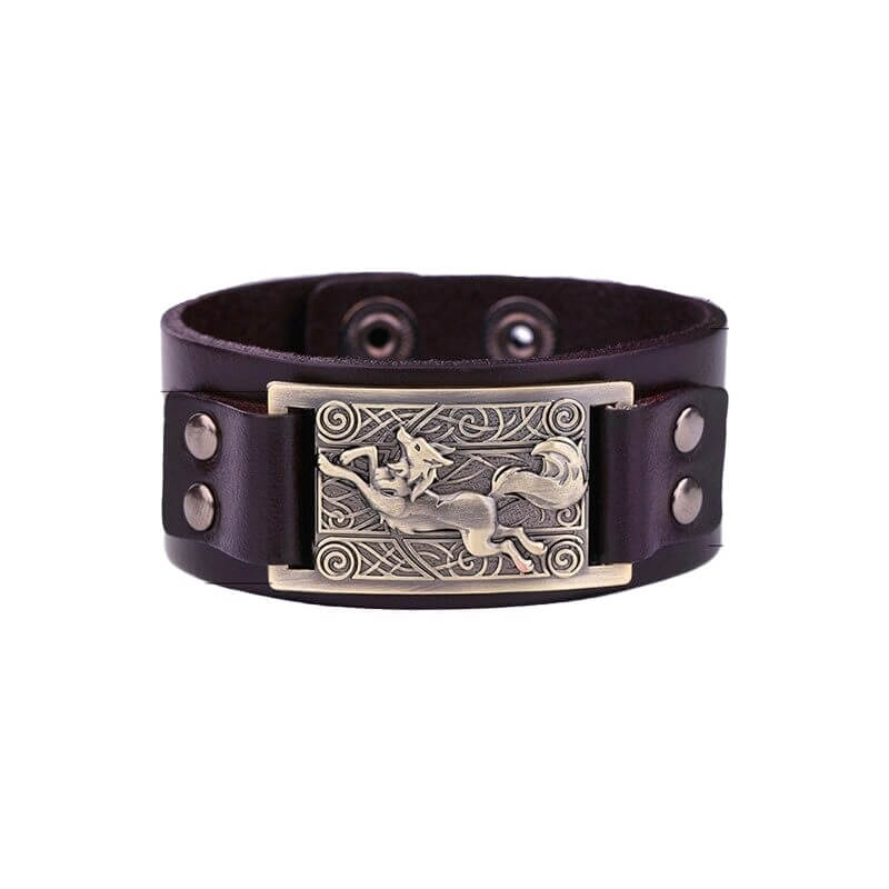 Wikinger-Armband aus braunem Leder