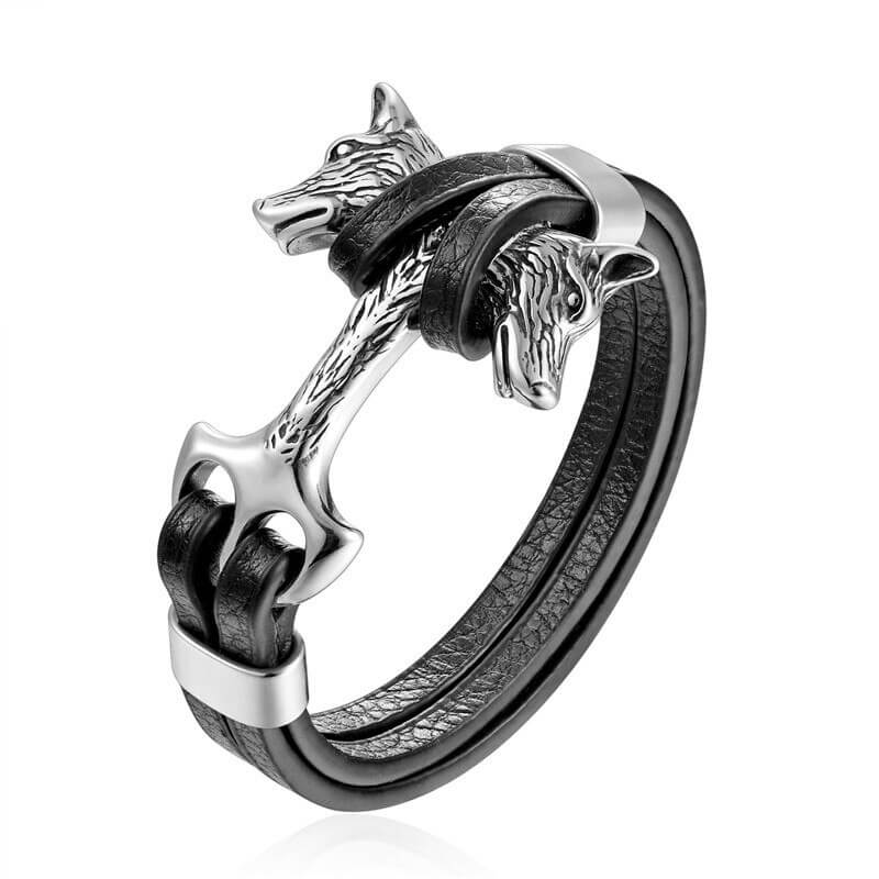 Wikinger Armband mit Wolf Symbol