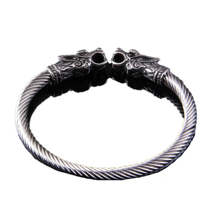 Wikinger-Armband mit Wolfskopf