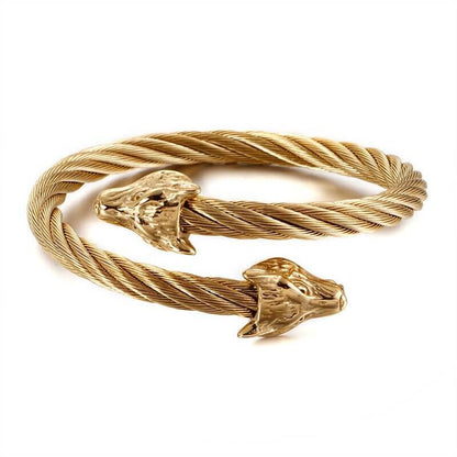 Wikinger Armreif Gold mit Wolfsrudel