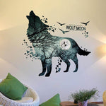 Wikinger Aufkleber mit Wolf Mond