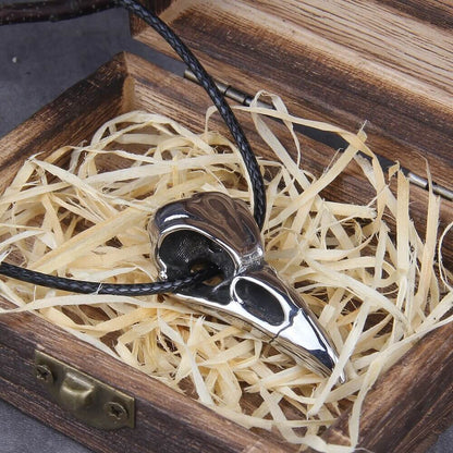 Wikinger Kette Edelstahl mit Krähenschädel