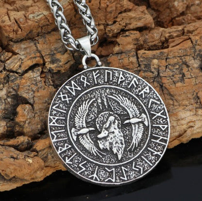 Wikinger Halskette <br> Munin und Hugin (Stahl)