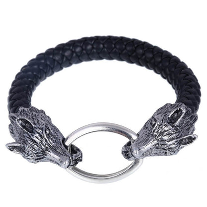 Wikinger Lederarmband mit Riesenwolf