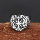 Wikinger Ring Herren mit Aegishjalmur Symbol
