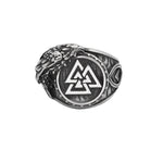Wikinger Ring Herren mit Valknut und Rabe